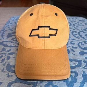 Vintage Chevrolet Bowtie Logo Adjustable Dad Hat Tan Black GM Strapback